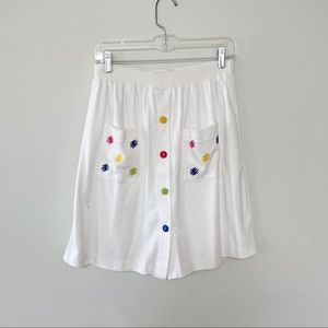 Peter Popovitch skort vintage 1990s sweatshirt fabric multicolor button